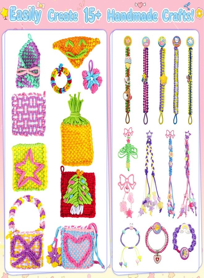 ELFJOY Friendship Bracelet Making Kit,Arts and Crafts Kit for Girls Ages 8 9 10 11 12,Rainbow Weaving Loom for Kids to Make Bracelets Coasters Complete Beginner Weaving Supplies for Christmas Birthday - Image 4
